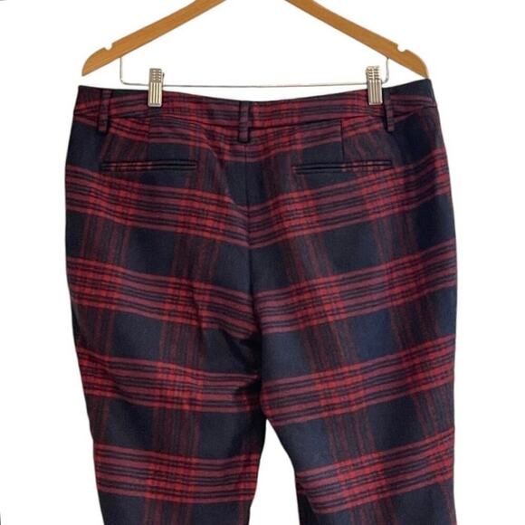 Vintage L.L. Bean Wool Plaid Pants Red Navy Size 16 Petite Excellent Condition - Picture 5 of 8